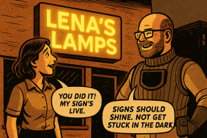 Lena and The Bright Lamp Sign